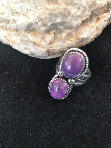 Navajo Purple Charoite Multi-Stone Ring | Authentic Native American Sterling Silver | Multi-Stone | Sz 8.25 | 03518