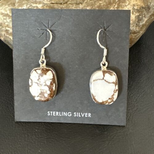 Navajo Wild Horse Turquoise Dangle Earrings | Sterling Silver | Authentic Native American Handmade | 15747