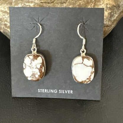 Navajo Wild Horse Turquoise Dangle Earrings | Sterling Silver | Authentic Native American Handmade | 15747