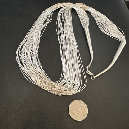 Statement Liquid Silver Heishi Necklace | 50 Strand | Sterling Silver | 30" | 16914