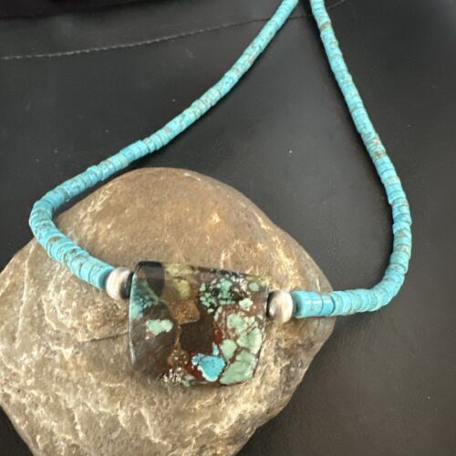 Navajo SpiderWeb Turquoise Heishi Pearls Necklace | Sterling Silver | 20" | 16912