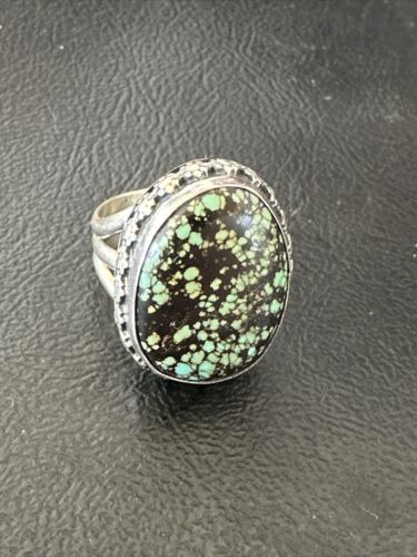 Navajo Spiderweb Blue Turquoise Ring | Sterling Silver | Sz 6 | Authentic Native American Handmade | 16892