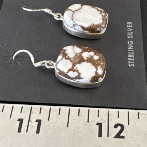 Navajo Wild Horse Turquoise Dangle Earrings | Sterling Silver | Authentic Native American Handmade | 15747