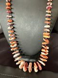 Navajo Red Spiny Oyster Shell Necklace | Sterling Silver | Authentic Native American | 30" | 16382