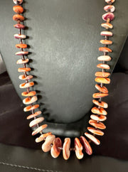 Navajo Red Spiny Oyster Shell Necklace | Sterling Silver | Authentic Native American | 30" | 16382