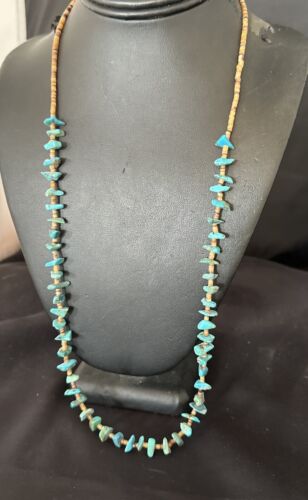Navajo Kingman Turquoise Shell Necklace | Sterling Silver | 28" | Authentic Native American Handmade | 17400