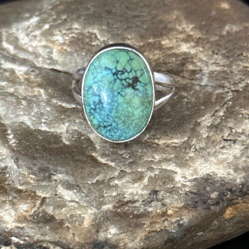Navajo Green Turquoise Ring | Sterling Silver | Sz 8 | Authentic Native American Handmade | 14751