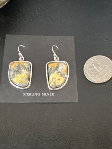 Navajo Bumblebee Jasper Earrings | Sterling Silver | Authentic Native American Handmade | 15827
