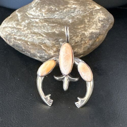 Navajo Pink Conch Necklace with Naja Pendant | Sterling Silver | Authentic Native American Handmade | 15149