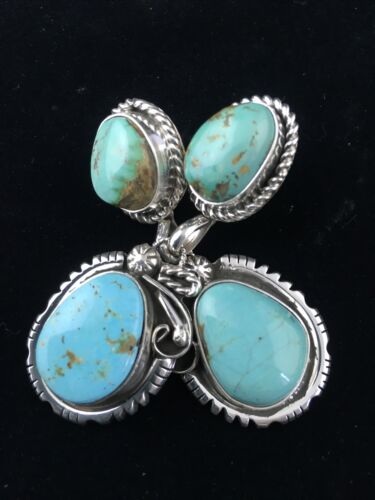 Navajo Kingman Turquoise Dangle Earrings | Sterling Silver | Authentic Native American Handmade | 1764