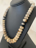 Native American Women's Graduated Picture Jasper & Onyx Necklace | Sterling Silver 26" | 1767