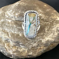 Navajo Ribbon Boulder Turquoise Ring | Sterling Silver | Sz 7 | Authentic Native American Handmade | 16473