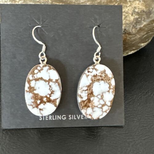 Navajo Wild Horse Turquoise Dangle Earrings | Sterling Silver | Authentic Native American Handmade | 15745