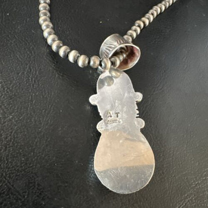 Women's White Buffalo Turquoise Onyx Necklace Pendant | Sterling Silver | Multi-Stone | 15314