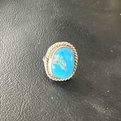 Southwestern Navajo Blue Turquoise Ring | Sterling Silver | Sz 3 | 15359