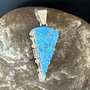 Arrowhead Blue Opal Inlay Pendant | Navajo Sterling Silver | Authentic Native American Jewelry | 15674