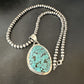 Men's Navajo Blue Spiderweb Turquoise Pendant Necklace | Sterling Silver | Authentic Native American Handmade | 16198