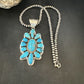 Navajo Blue Kingman Turquoise Cluster Pendant | Sterling Silver | Authentic Native American Handmade | 15447