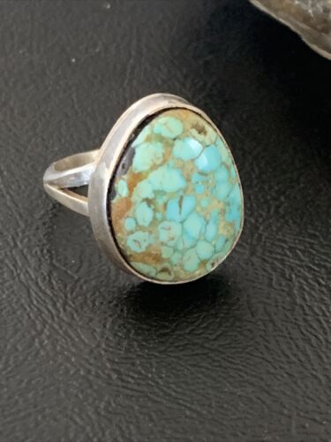 Men's Navajo Blue Spiderweb Turquoise Ring | Sterling Silver | Sz 10 | Authentic Native American Handmade | 12545