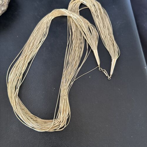 Gold Filled Heishi Tubes Necklace | 50 Strand | Liquid Sterling Silver | 30" | 17393
