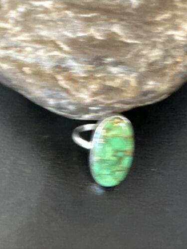 Navajo Green Mojave Turquoise Ring | Sterling Silver | Sz 8 | Authentic Native American Handmade | 15590
