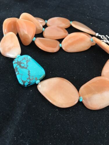 Navajo Spiderweb Turquoise Agate Pendant Necklace | Sterling Silver | 23" | Authentic Native American Handmade | 3112