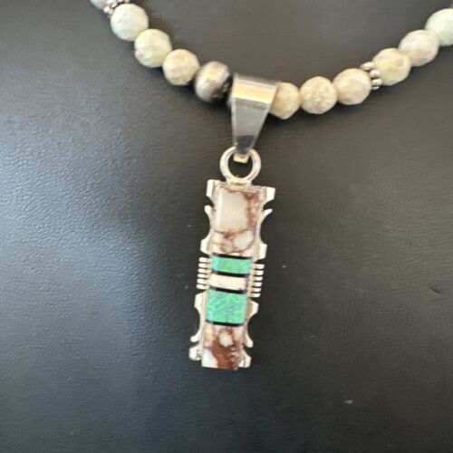 Women's Navajo Sterling Silver Wild Horse Opal Pendant Necklace | Multi-Stone | 15812 - Masha USA