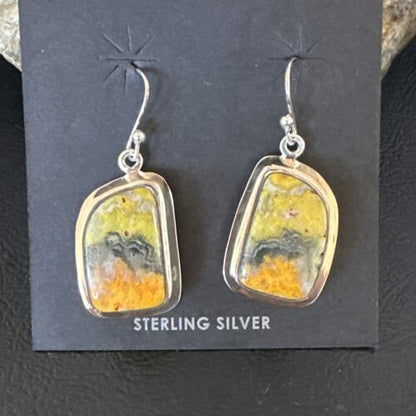 Navajo Bumblebee Jasper Earrings | Sterling Silver | Authentic Native American Handmade | 15811