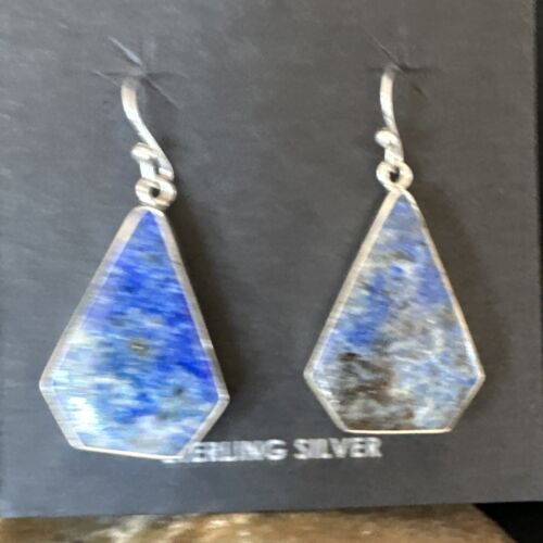 Blue Denim Lapis Dangle Earrings | Sterling Silver | 1" | 15805