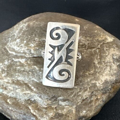 Native American Hopi Rug Design Ring | Sterling Silver | Sz 8.5 | 16334