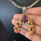 Navajo Pearls Orange Spiny Oyster Naja Pendant | Sterling Silver Necklace | Authentic Native American Handmade | 16802