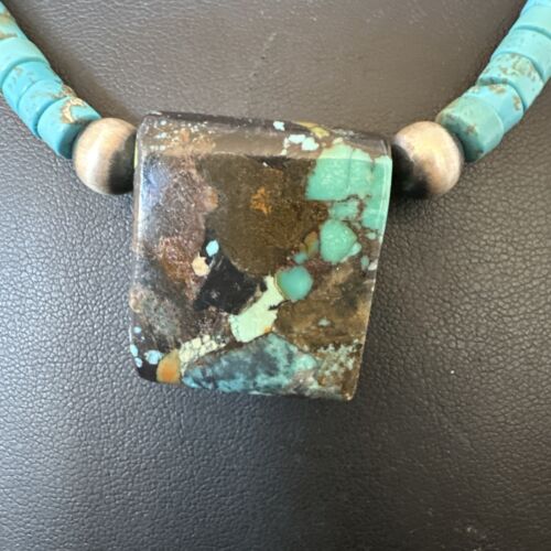 Navajo SpiderWeb Turquoise Heishi Pearls Necklace | Sterling Silver | 20" | Authentic Native American Handmade | 17100