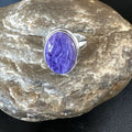 Women's Purple Charoite Navajo Oval Ring | Sterling Silver | Sz 9 | Authentic Native American Handmade | 16050