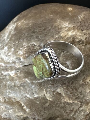 Navajo Green Gaspeite Ring | Sterling Silver | Sz 7 | Authentic Native American Handmade | 16401