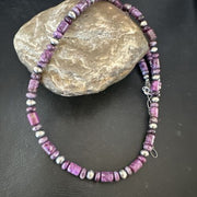 Southwestern Natural Purple Sugilite Bead Necklace | Sterling Silver | 23" | 17485
