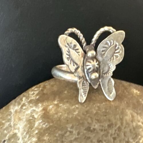 Navajo Sterling Silver Butterfly Ring | Sz 8 | Authentic Native American Handmade | 16974