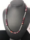 Navajo Pearls Necklace | Sterling Silver Purple Spiny Oyster Beads 8mm | Authentic Native American Handmade | 15956