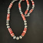 Navajo Pearls Red Spiny Oyster Necklace | 8mm Sterling Silver | Authentic Native American Handmade | 22" | 14850