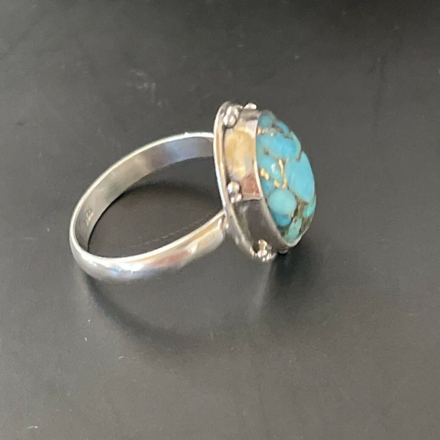 Navajo Blue Turquoise Ring | Sterling Silver | Sz 7 | Authentic Native American Handmade | 11417