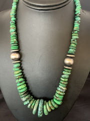 Navajo Sterling Silver Green Turquoise Bead Necklace | Graduated | Authentic Native American | 20" | 13237