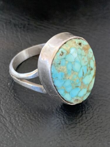 Men's Navajo Blue Spiderweb Turquoise Ring | Sterling Silver | Sz 10 | Authentic Native American Handmade | 12545