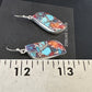 Navajo Blue Turquoise Red Spiny Oyster Inlay Dangle Earrings | Sterling Silver | 15579