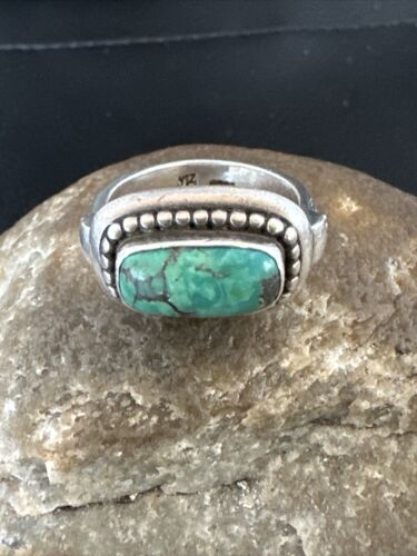 Native American Navajo Green Turquoise Ring | Sterling Silver | Sz 6 | 15920