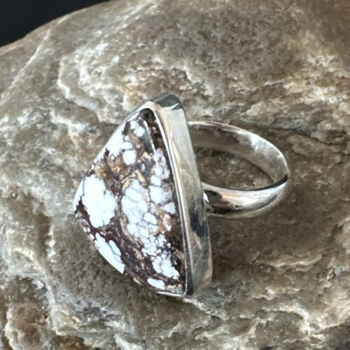 Men's & Women's Wild Horse Turquoise Ring | Navajo Sterling Silver | Sz 8 | 17352
