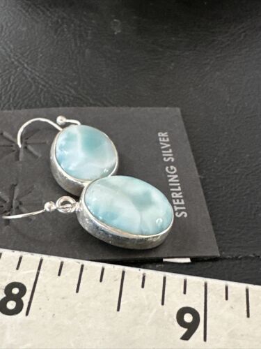 Navajo Blue Larimar Dangle Earrings | Sterling Silver | Authentic Native American Handmade | 17300