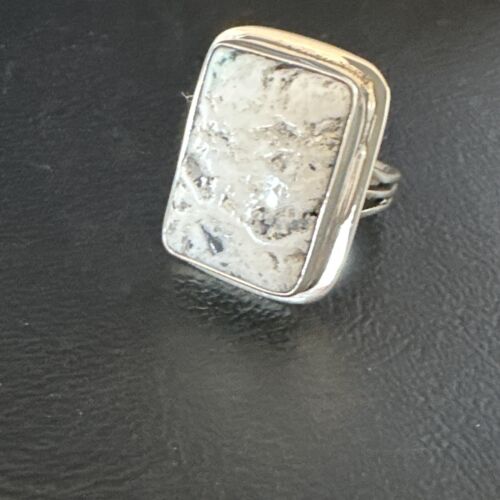 Southwestern Navajo White Buffalo Turquoise Ring | Sterling Silver | Sz 9 | 15000