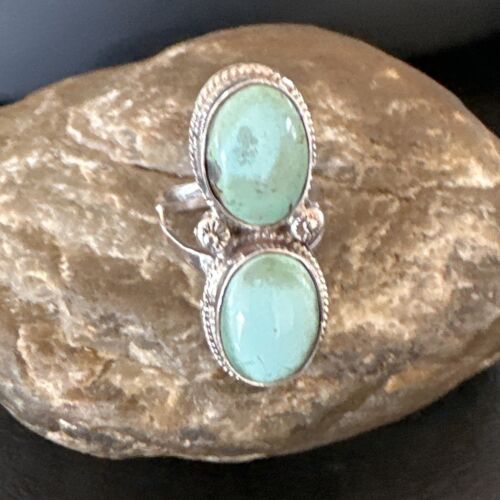 Navajo Blue Dry Creek Turquoise Multi-Stone Ring | Authentic Native American Sterling Silver | Sz 10 | 16740