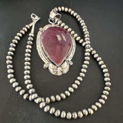 Navajo Purple Spiny Oyster Pendant Necklace | Sterling Silver | Authentic Native American Handmade | 15623