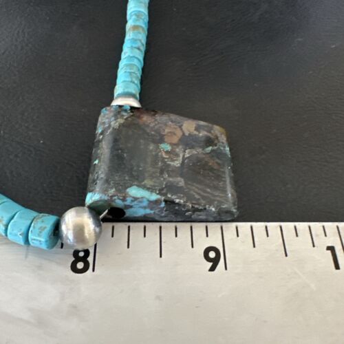 Navajo Spiderweb Turquoise Heishi Pearls Necklace | Sterling Silver | 20" | Authentic Native American Handmade | 16864