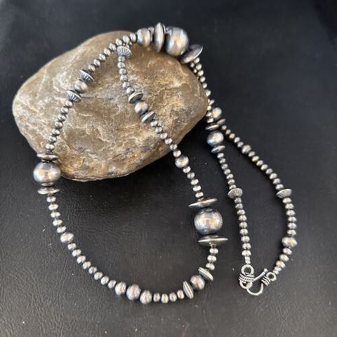 Native American Sterling Silver Navajo Pearls Mixed Beads 36